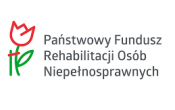 tulipan z napisem Państwowy Fundusz Rehabilitacji Osób Niepełnosprawnych
