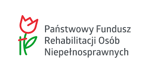 tulipan z napisem Państwowy Fundusz Rehabilitacji Osób Niepełnosprawnych