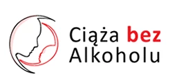 logo, napis ciążą bez alkoholu,  szkic twarzy 