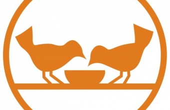 bank żywności logo ptaszki 2szt. pomaranczowe w okręgu